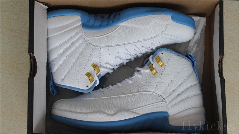 Authentic Air Jordan 12 Melo White University Blue